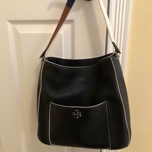Tory Burch black leather berkeley hobo